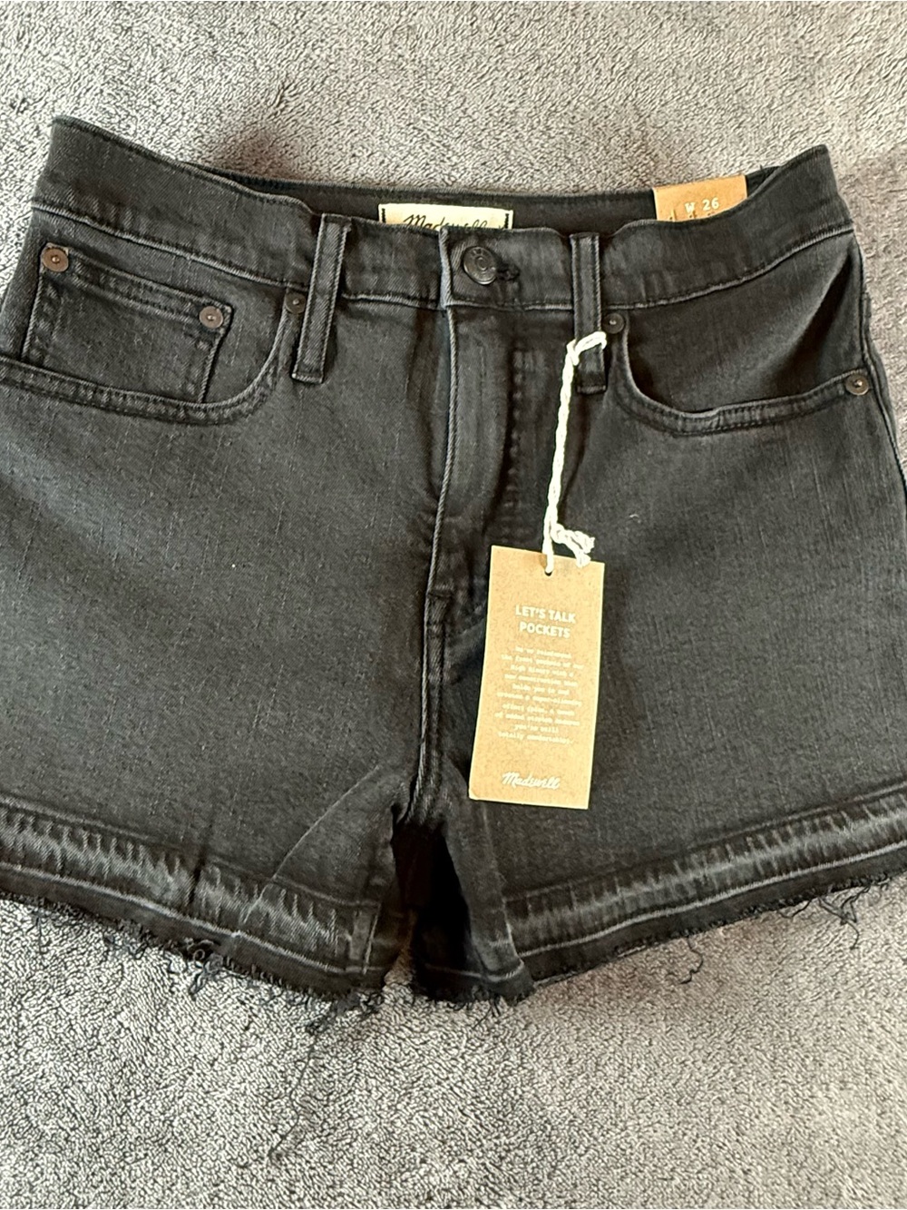 Madewell Black Frayed-Hem Denim Shorts W6